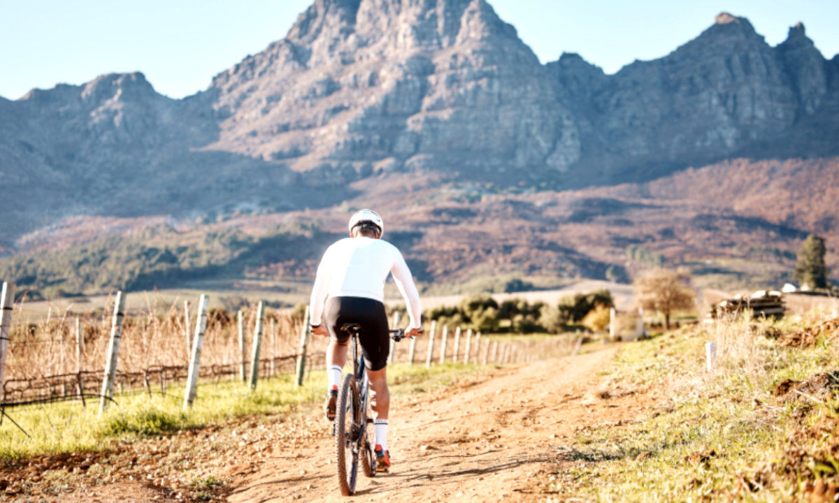 Rennvelo fahren Kapstadt Stellenbosch Aussicht Berge