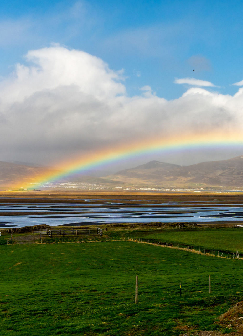 Mountains and rainbow