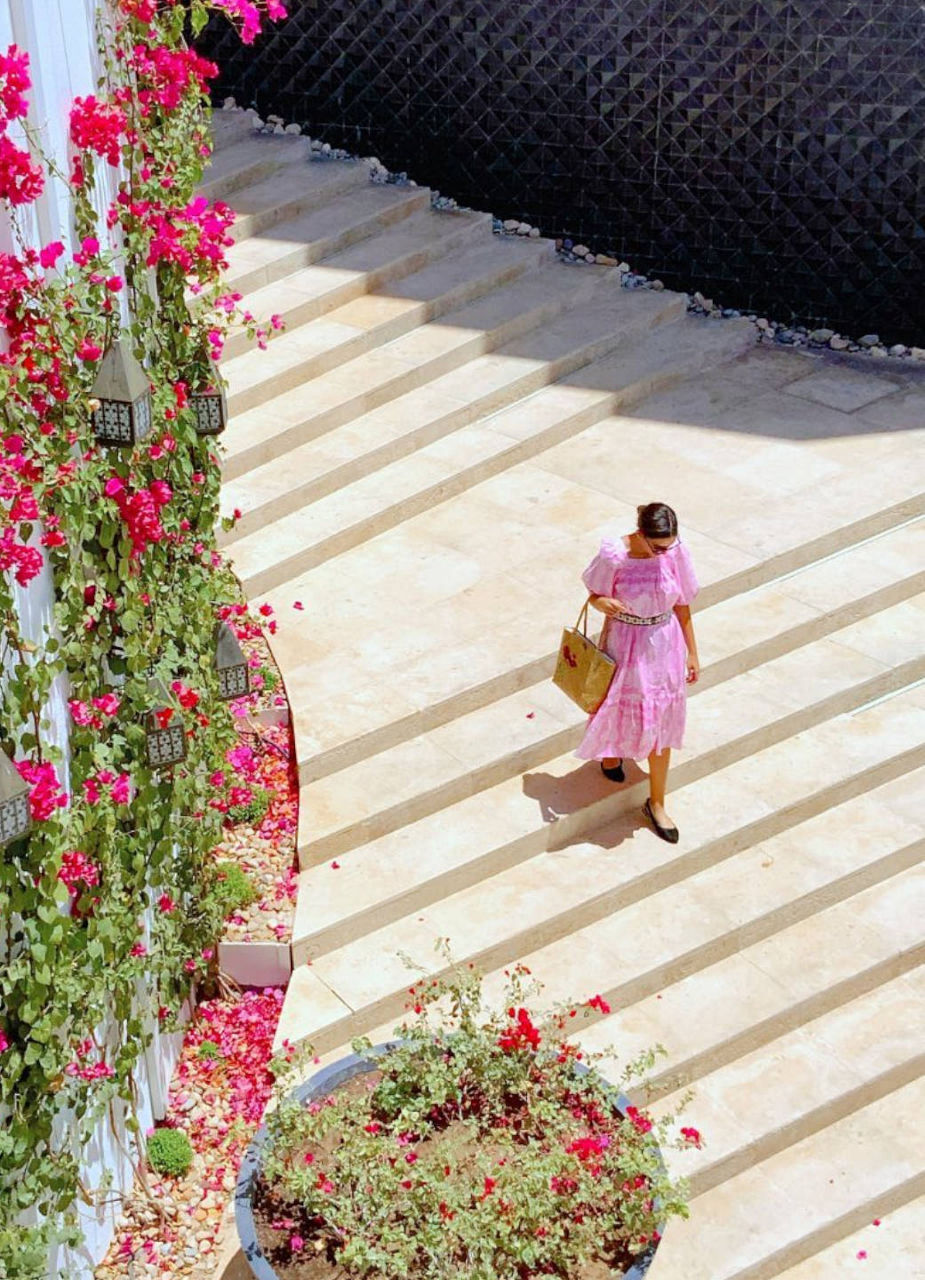 Woman walking down the stairs