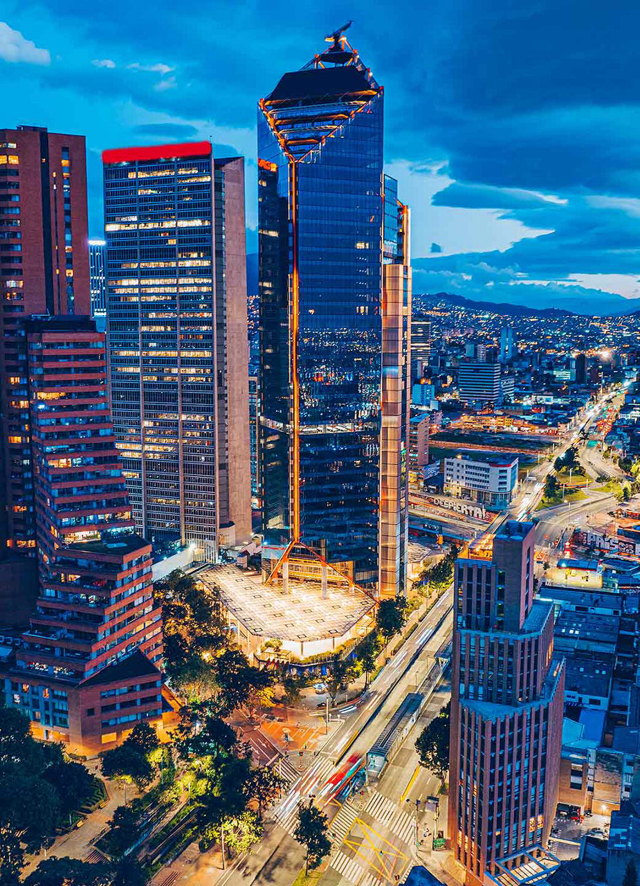 Bogota skyline by night