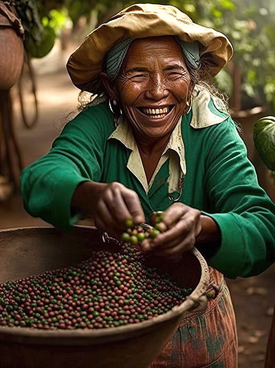 Woman working and smiling