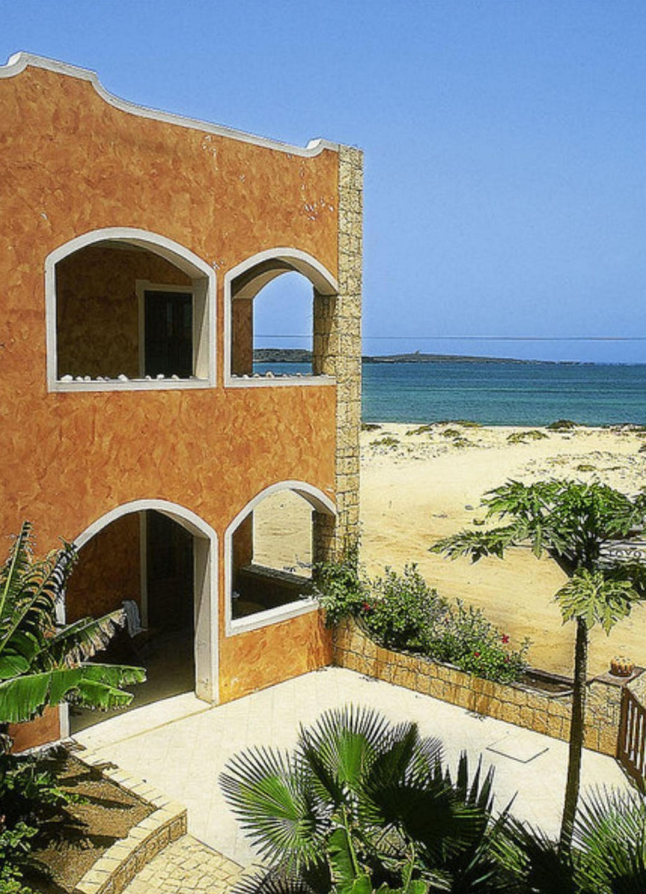 View of building an beach