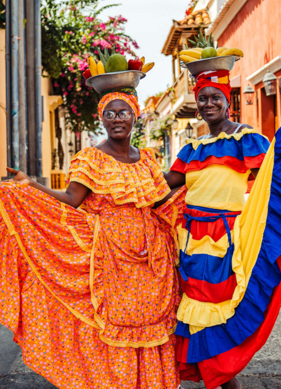 Colombian women in traditional clothes