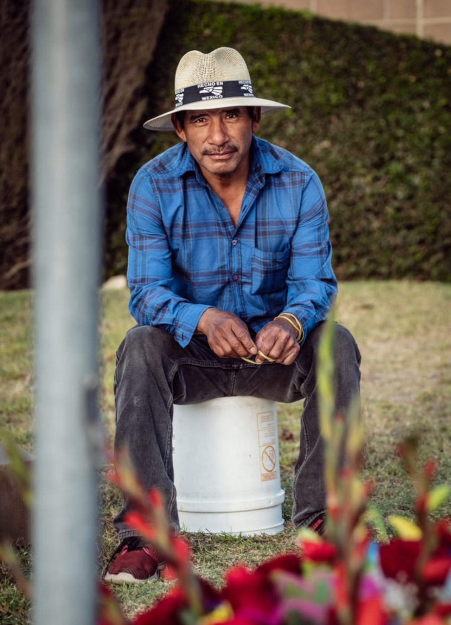 Man Wearing a Panama hat