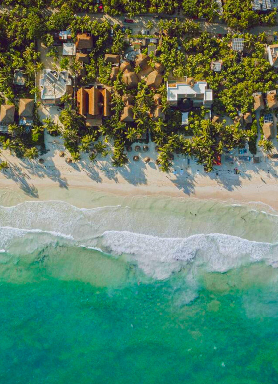 Bird View of Hotel on Beach