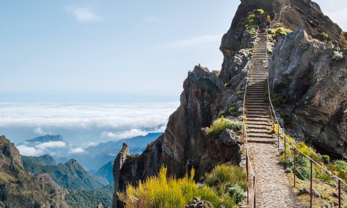Wandern Madeira Pico Arieiro Berg Treppe