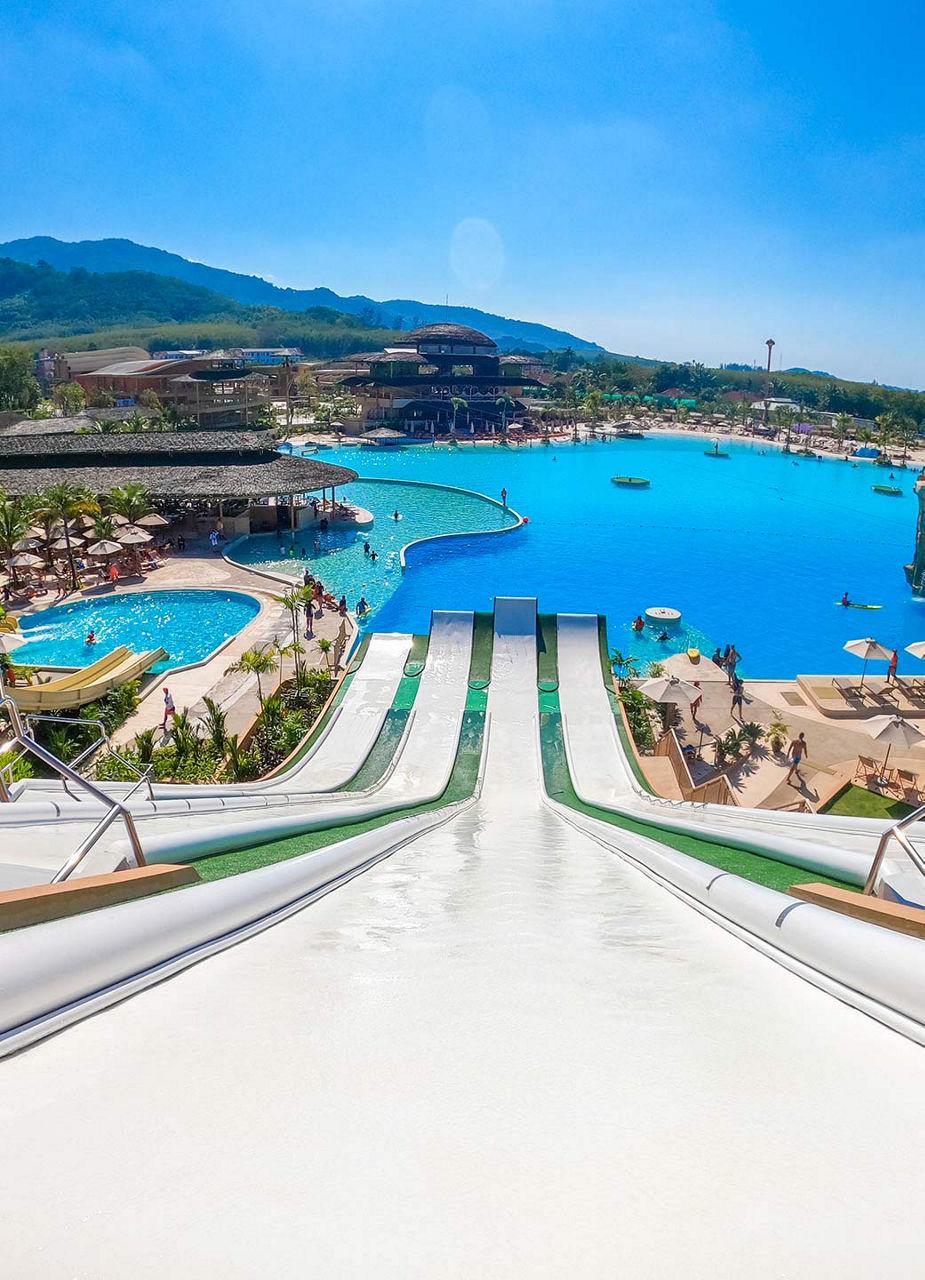 Slide with view in water park
