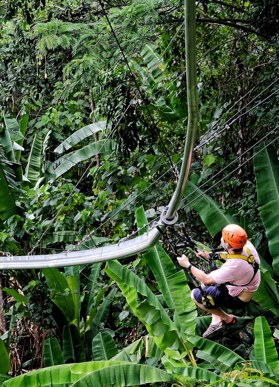 Man on a zipline