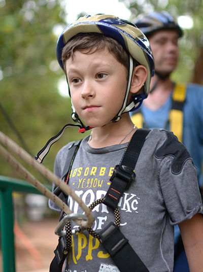 Boy doing ziplining