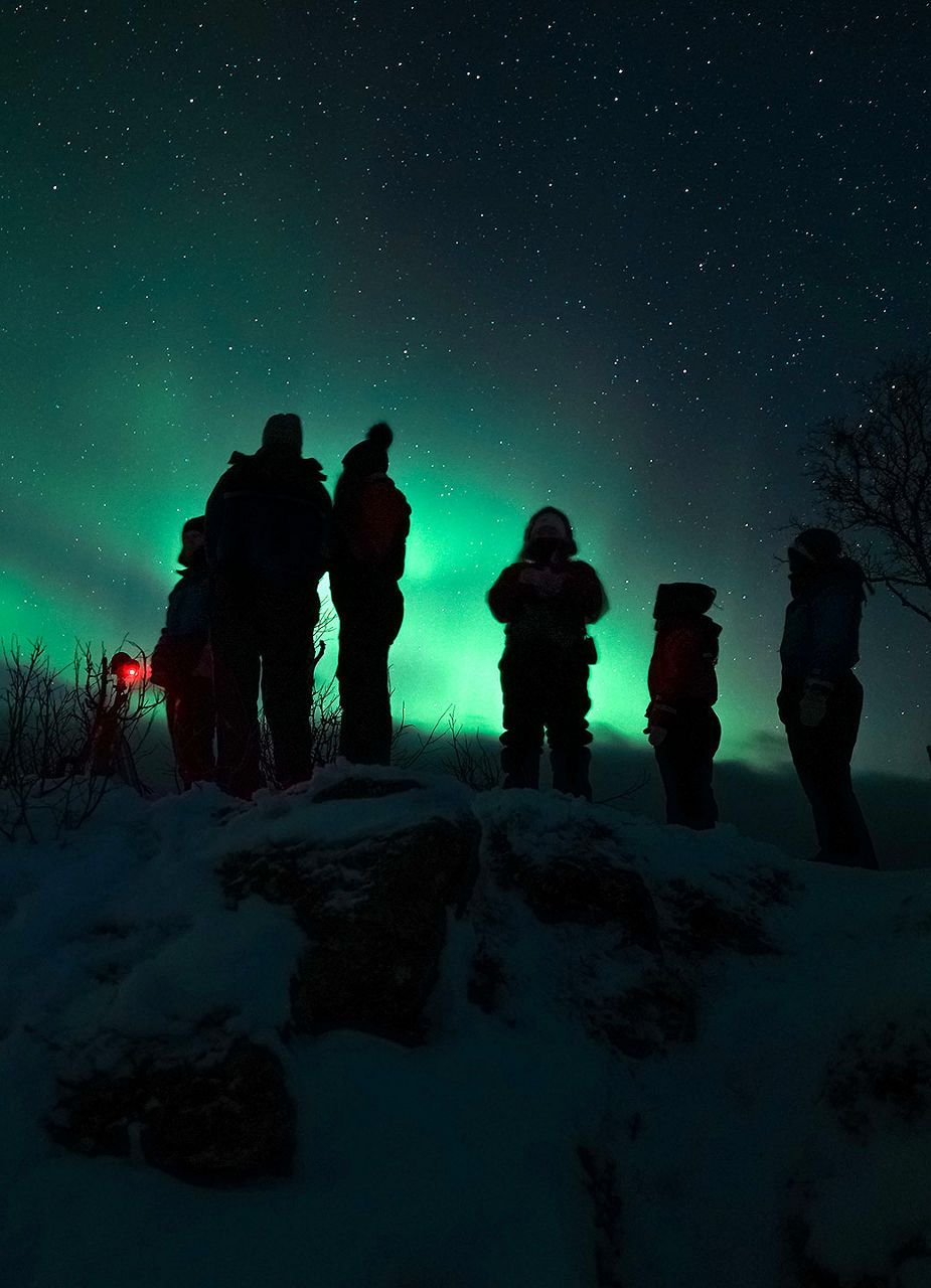People watching northern lights