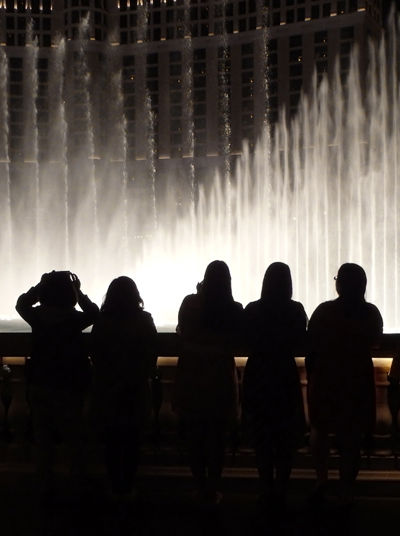 People watching light show