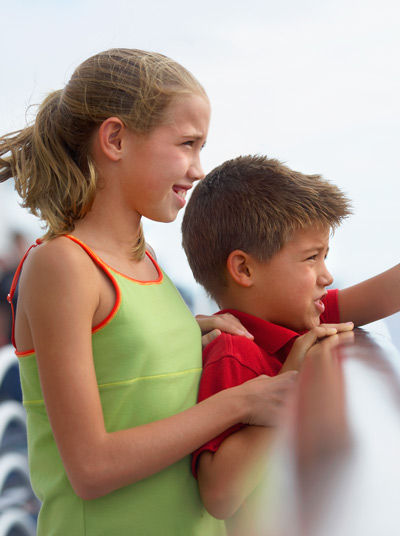 Kids watching whales