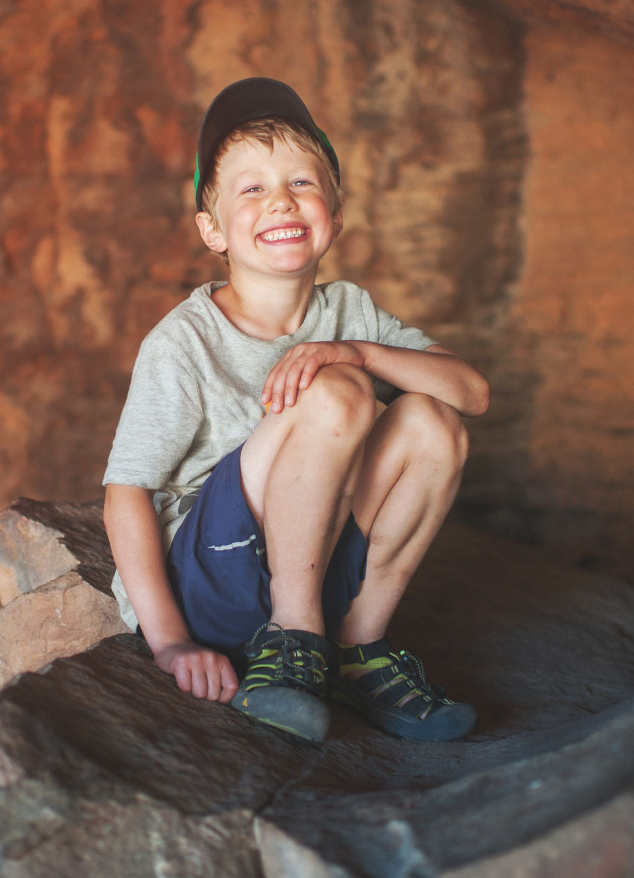 Boy enjoying time in cave