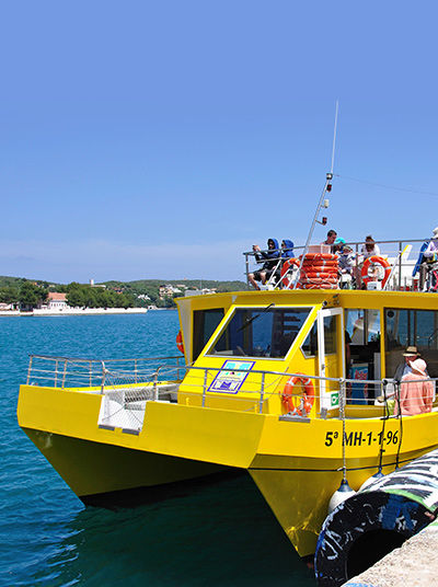 Yellow boat for harbour trip