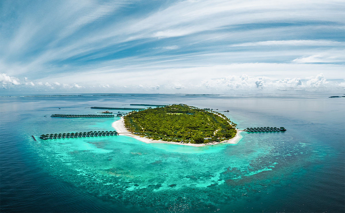 Eine Insel im Meer auf den Maledive