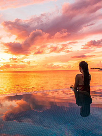 Sunset at the infinity pool
