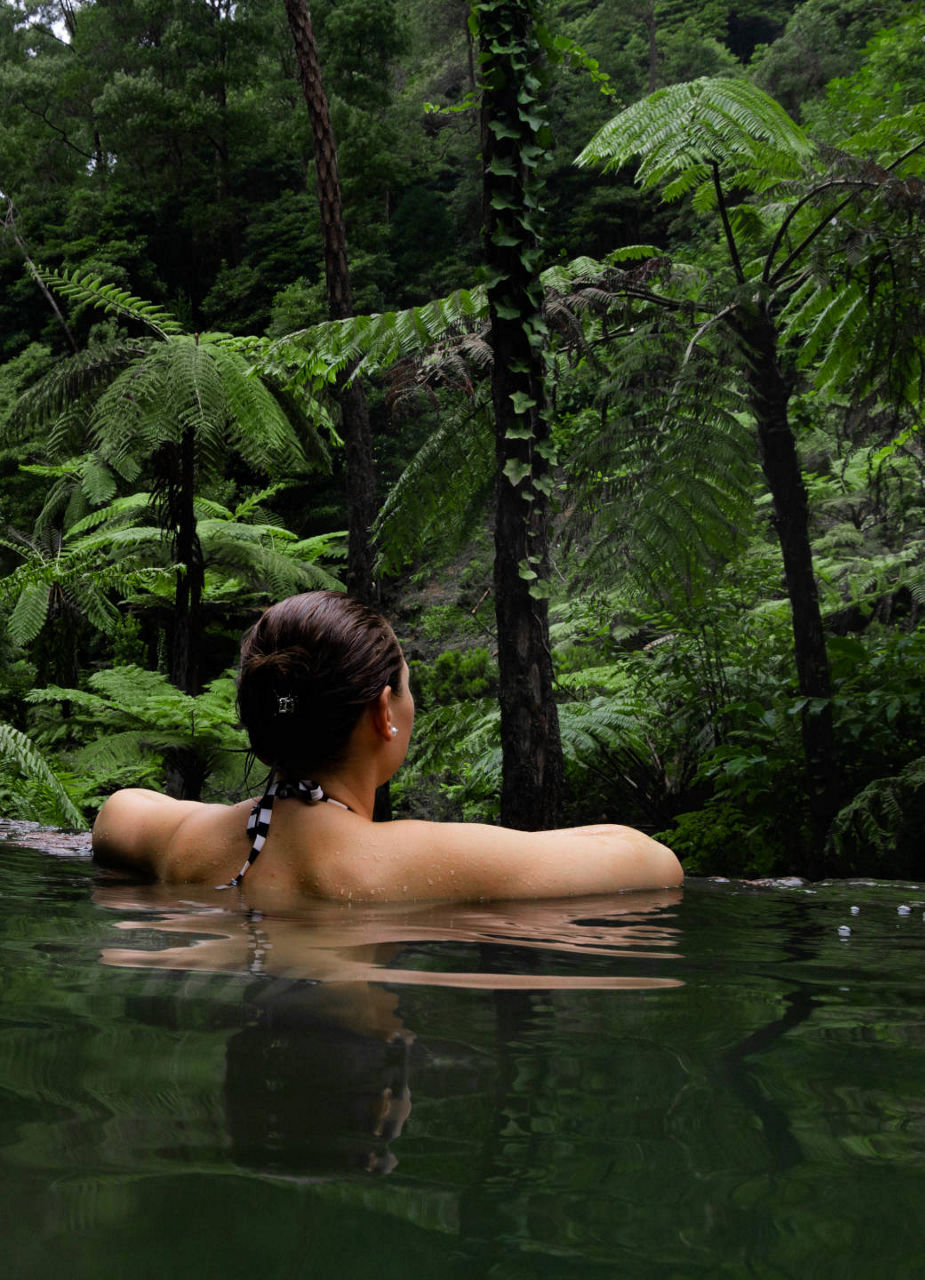 Women enjoying hot spring 