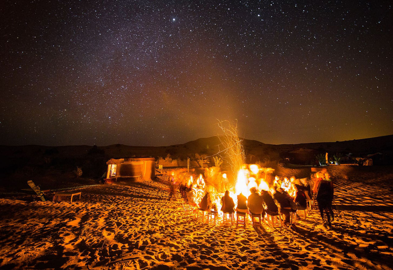 Campfire in the desert