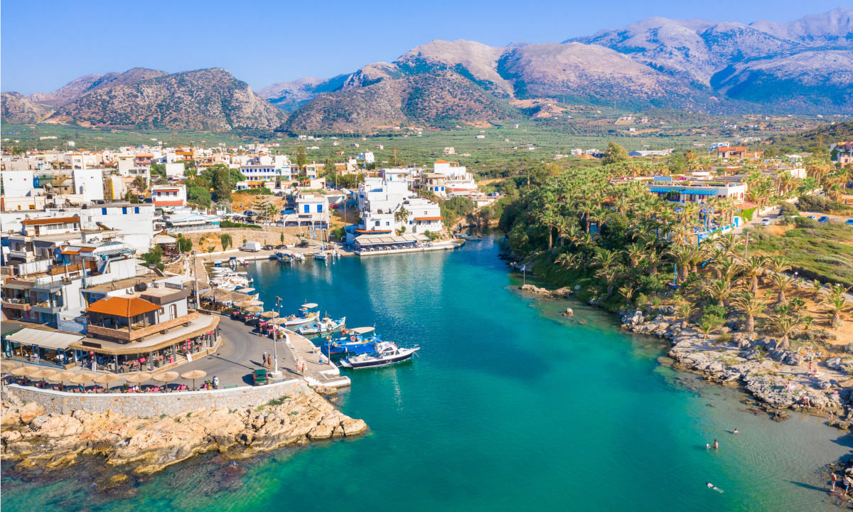 Road cycling on Crete coastal village