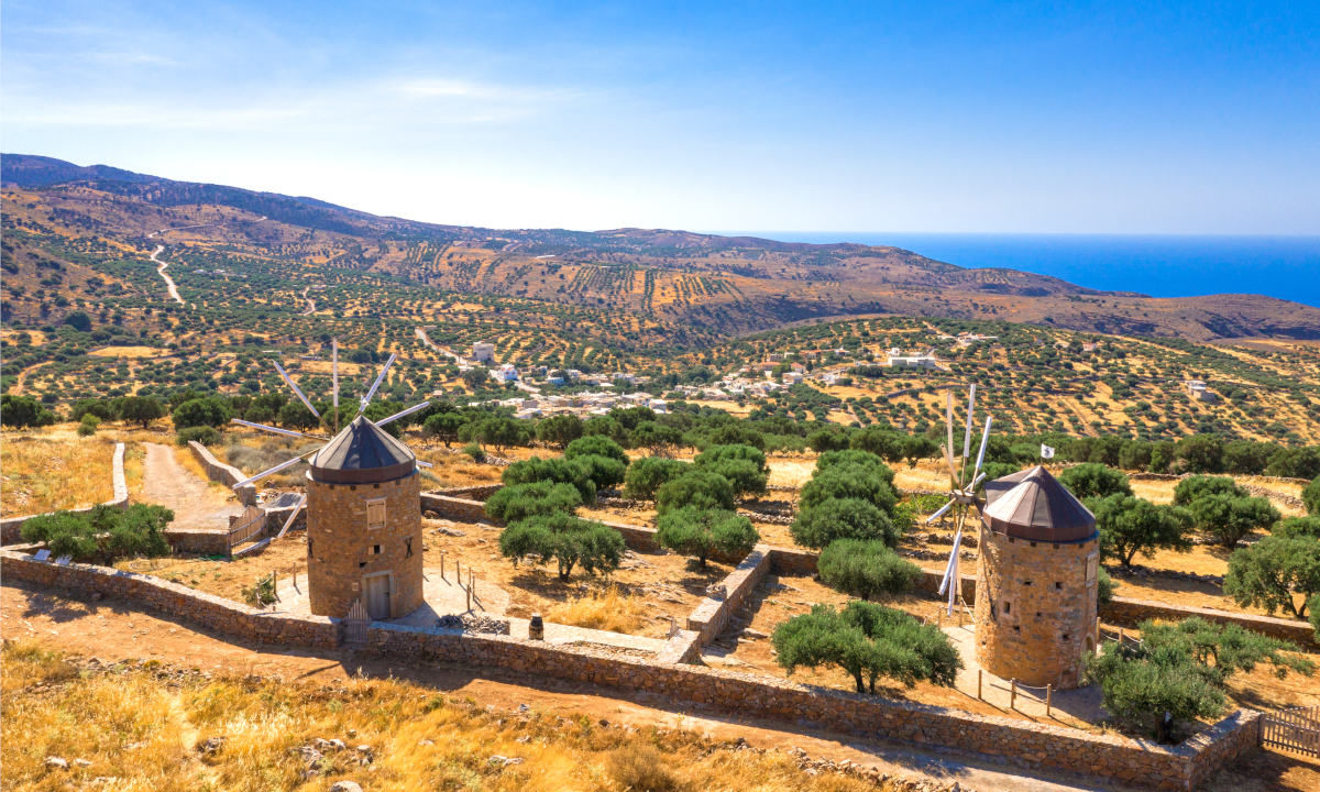 Rennvelo fahren auf Kreta Windmühlen