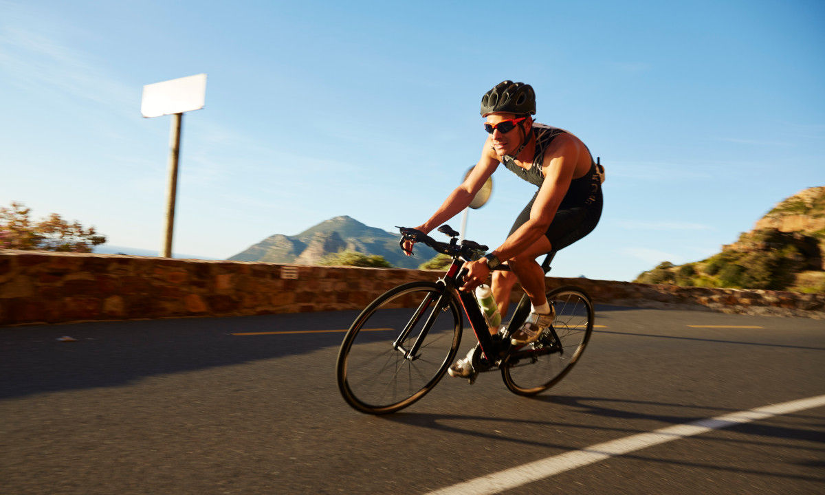 Road cycling Kalamata man downhill