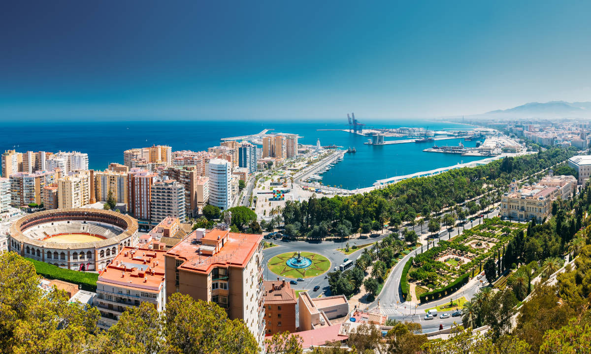 Rennvelo fahren Aussicht auf Malaga