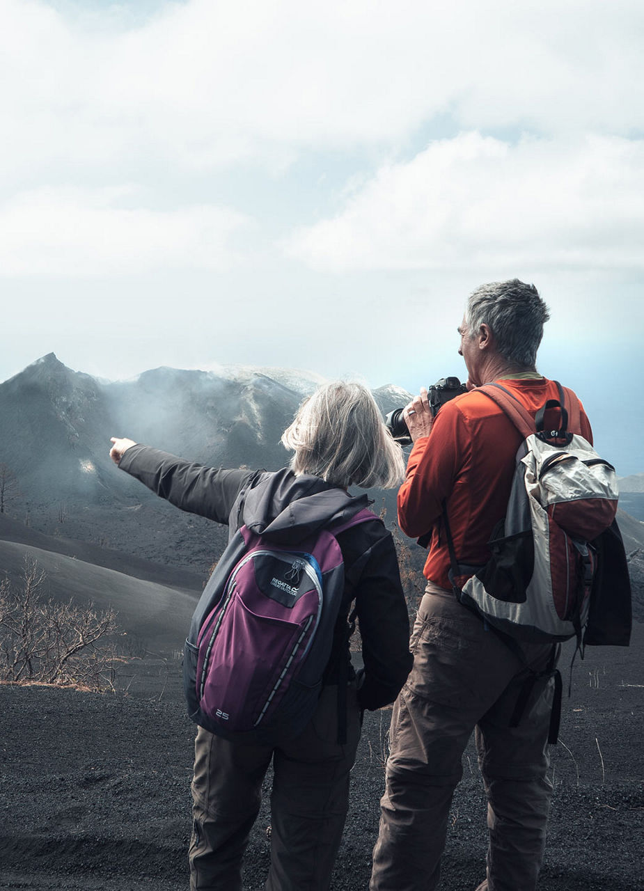 Hikers on new volcano