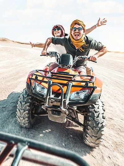 Young couple on a buggy