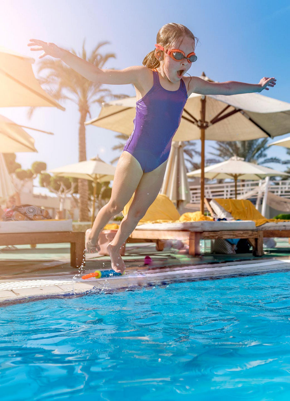 Kid in water park