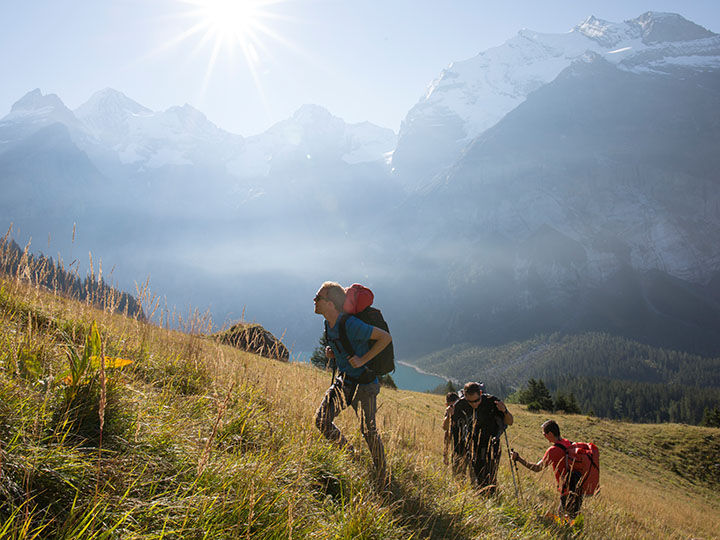 Friends hiking in Switzerland