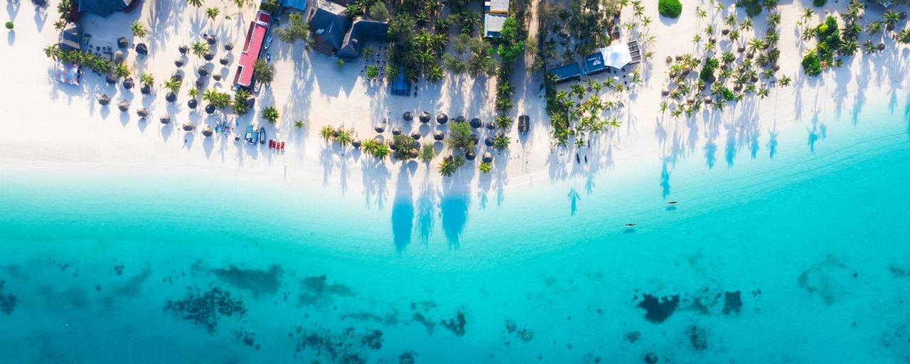 Plage de Zanzibar vue du ciel