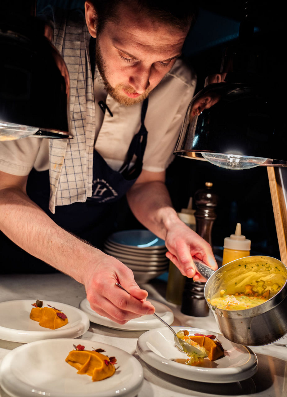 Man preparing dish