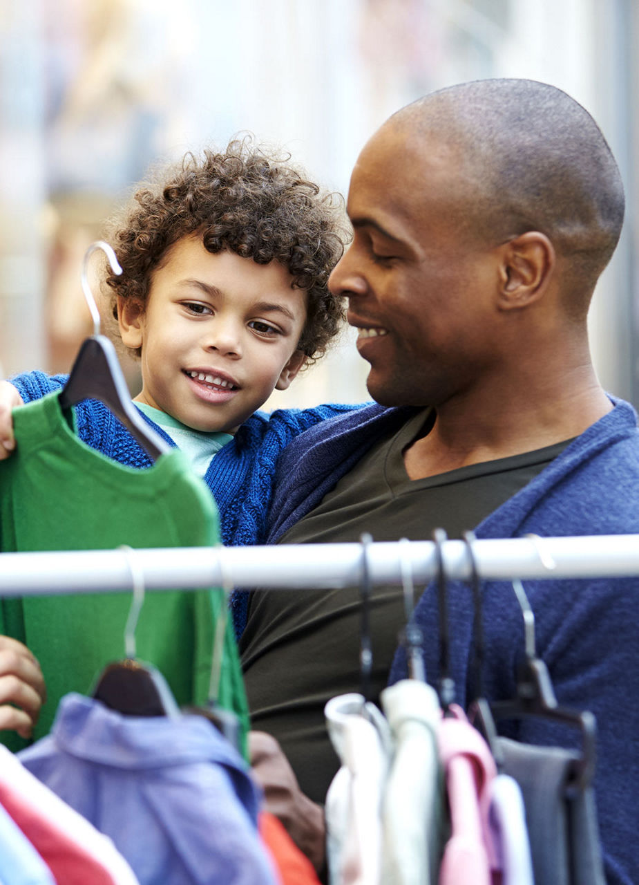 Man going shopping with his son