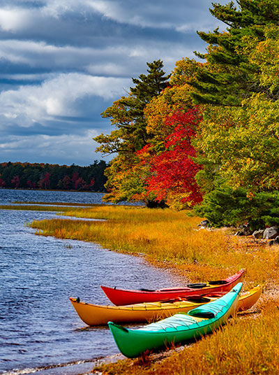 Kajaks am Kejimkujik Lake