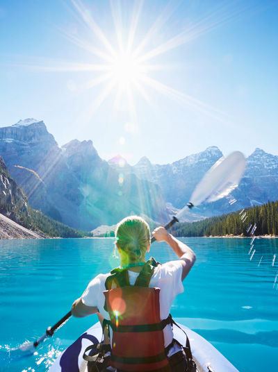 Woman canoeing