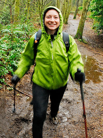 Hiker during rain