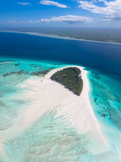 Vue aérienne de l’atoll de Mnemba